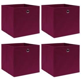 Cajas de almacenaje 4 uds tela rojo oscuro 32x32x32 cm