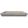 Sonoma gray wood bed frame with LED lights 160x200 cm by vidaXL, Beds and slatted bases - Ref: Foro24-3281089, Price: 189,75 ...