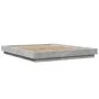 Bed frame with LED lights concrete gray wood 150x200 cm by vidaXL, Beds and slatted bases - Ref: Foro24-3281094, Price: 178,1...