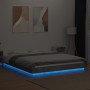 Estructura cama con luces LED madera gris hormigón 150x200 cm