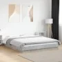 Bed frame with LED lights concrete gray wood 150x200 cm by vidaXL, Beds and slatted bases - Ref: Foro24-3281094, Price: 178,1...