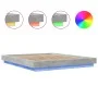 Bed frame with LED lights concrete gray wood 150x200 cm by vidaXL, Beds and slatted bases - Ref: Foro24-3281094, Price: 178,1...