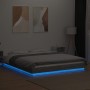 Estructura cama con luces LED madera gris Sonoma 150x200 cm