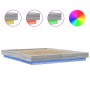 Estructura cama con luces LED madera gris Sonoma 150x200 cm