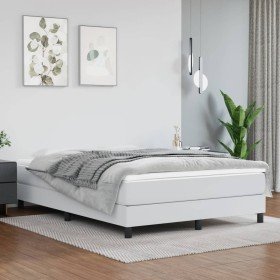 Estructura de cama sin colchón cuero sintético blanco 140x190cm Estructura de cama sin colchón cuero sintético blanco 140x190cm