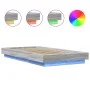 Bed frame with LED lights Sonoma gray wood 90x200 cm by vidaXL, Beds and slatted bases - Ref: Foro24-3281124, Price: 159,47 €...
