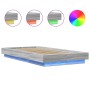 Bettgestell mit LED-Leuchten, Sonoma-Grauholz, 90 x 200 cm von vidaXL, Betten und Lattenroste - Ref: Foro24-3281124, Preis: 1...