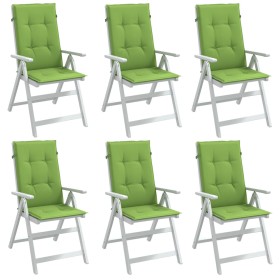 Cojines silla respaldo alto 6 uds tela verde melange 120x50x4cm
