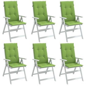 Cojines silla respaldo alto 6 uds tela verde melange 120x50x4cm