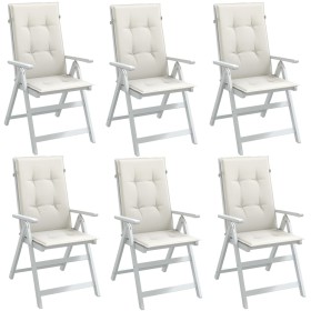 Cojines silla respaldo alto 6 uds tela crema melange 120x50x4cm