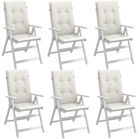 Cojines silla respaldo alto 6 uds tela crema melange 120x50x4cm de vidaXL, Cojines para sillas y sofás - Ref: Foro24-4002420,...