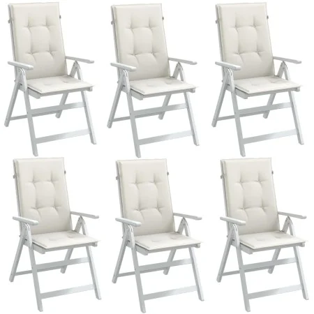 Cojines silla respaldo alto 6 uds tela crema melange 120x50x4cm de vidaXL, Cojines para sillas y sofás - Ref: Foro24-4002420,...