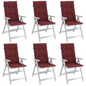 Cojines para silla respaldo alto 6 uds tela rojo tinto melange