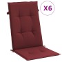 Cojines para silla respaldo alto 6 uds tela rojo tinto melange