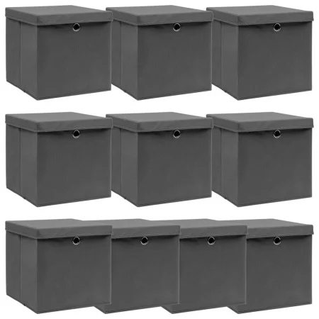Storage boxes with lids 10 pcs gray fabric 32x32x32 cm by vidaXL, Storage baskets - Ref: Foro24-288336, Price: 71,67 €, Disco...