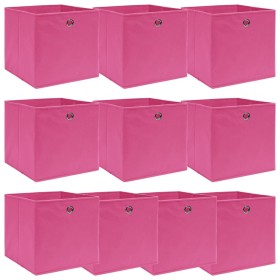 Cajas de almacenaje 10 uds tela rosa 32x32x32 cm
