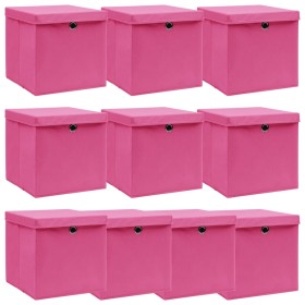 Aufbewahrungsboxen mit Deckel 10 Stück rosa Stoff 32x32x32 cm von vidaXL, Aufbewahrungskörbe - Ref: Foro24-288348, Preis: 66,...