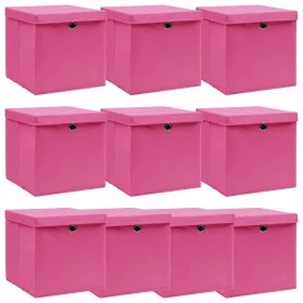 Storage boxes with lids 10 pcs pink fabric 32x32x32 cm by vidaXL, Storage baskets - Ref: Foro24-288348, Price: 64,99 €, Disco...