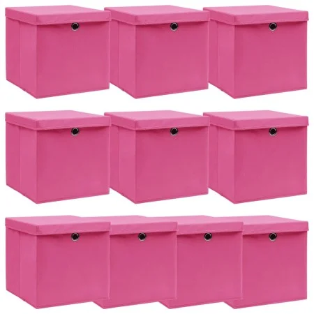 Storage boxes with lids 10 pcs pink fabric 32x32x32 cm by vidaXL, Storage baskets - Ref: Foro24-288348, Price: 64,99 €, Disco...