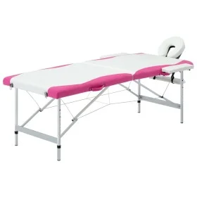 Folding massage table 2 zones white and pink aluminum by vidaXL, massage tables - Ref: Foro24-110234, Price: 156,38 €, Discou...