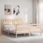 Double bed frame with solid wood headboard by vidaXL, Beds and slatted bases - Ref: Foro24-3194316, Price: 154,00 €, Discount: %