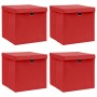 Aufbewahrungsboxen mit Deckel 4 Stück roter Stoff 32x32x32 cm von vidaXL, Aufbewahrungskörbe - Ref: Foro24-288362, Preis: 34,...