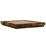 Bed frame with LED lights smoked oak wood 150x200 cm by vidaXL, Beds and slatted bases - Ref: Foro24-3281095, Price: 190,22 €...