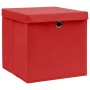 Aufbewahrungsboxen mit Deckel 4 Stück roter Stoff 32x32x32 cm von vidaXL, Aufbewahrungskörbe - Ref: Foro24-288362, Preis: 34,...