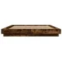 Bed frame with LED lights smoked oak wood 150x200 cm by vidaXL, Beds and slatted bases - Ref: Foro24-3281095, Price: 190,22 €...