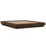 Bed frame with LED lights oak brown wood 150x200 cm by vidaXL, Beds and slatted bases - Ref: Foro24-3281097, Price: 187,07 €,...
