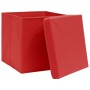 Aufbewahrungsboxen mit Deckel 4 Stück roter Stoff 32x32x32 cm von vidaXL, Aufbewahrungskörbe - Ref: Foro24-288362, Preis: 34,...