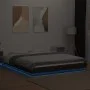 Bed frame with LED lights oak brown wood 150x200 cm by vidaXL, Beds and slatted bases - Ref: Foro24-3281097, Price: 187,07 €,...