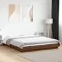 Bed frame with LED lights oak brown wood 150x200 cm by vidaXL, Beds and slatted bases - Ref: Foro24-3281097, Price: 187,07 €,...