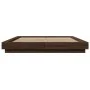 Bed frame with LED lights oak brown wood 150x200 cm by vidaXL, Beds and slatted bases - Ref: Foro24-3281097, Price: 187,07 €,...