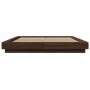 Estructura cama con luces LED madera marrón roble 150x200 cm de vidaXL, Camas y somieres - Ref: Foro24-3281097, Precio: 189,2...