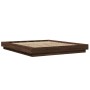 Estructura cama con luces LED madera marrón roble 150x200 cm de vidaXL, Camas y somieres - Ref: Foro24-3281097, Precio: 189,2...