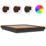 Bed frame with LED lights oak brown wood 150x200 cm by vidaXL, Beds and slatted bases - Ref: Foro24-3281097, Price: 187,07 €,...