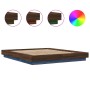 Estructura cama con luces LED madera marrón roble 150x200 cm de vidaXL, Camas y somieres - Ref: Foro24-3281097, Precio: 189,2...