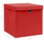 Aufbewahrungsboxen mit Deckel 4 Stück roter Stoff 32x32x32 cm von vidaXL, Aufbewahrungskörbe - Ref: Foro24-288362, Preis: 34,...