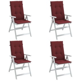 Cojines para silla respaldo alto 4 uds tela rojo tinto melange