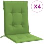 Cojines silla respaldo bajo 4 ud tela verde melange 100x50x4 cm