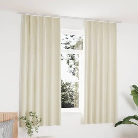 Cortinas opacas con ganchos 2 pzas terciopelo crema 140x175 cm