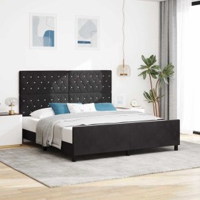 Estructura de cama con cabecera Negro 180 x 200 cm Terciopelo