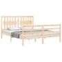 Double bed frame with solid wood headboard by vidaXL, Beds and slatted bases - Ref: Foro24-3194316, Price: 154,00 €, Discount: %