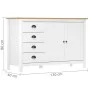 Hill Nachttisch aus massivem weißem Kiefernholz 130x40x80 cm von vidaXL, Sideboards - Ref: Foro24-288934, Preis: 184,92 €, Ra...