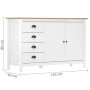 Mesita de noche Hill madera maciza de pino blanco 130x40x80 cm de vidaXL, Aparadores - Ref: Foro24-288934, Precio: 204,32 €, ...