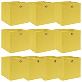 Cajas de almacenaje 10 uds tela amarillo 32x32x32 cm