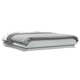 White engineered wood bed frame with LED 160x200 cm by vidaXL, Beds and slatted bases - Ref: Foro24-3281084, Price: 193,35 €,...