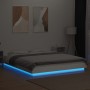 Estructura de cama con LED madera ingeniería blanco 160x200 cm