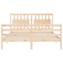 Double bed frame with solid wood headboard by vidaXL, Beds and slatted bases - Ref: Foro24-3194316, Price: 154,00 €, Discount: %